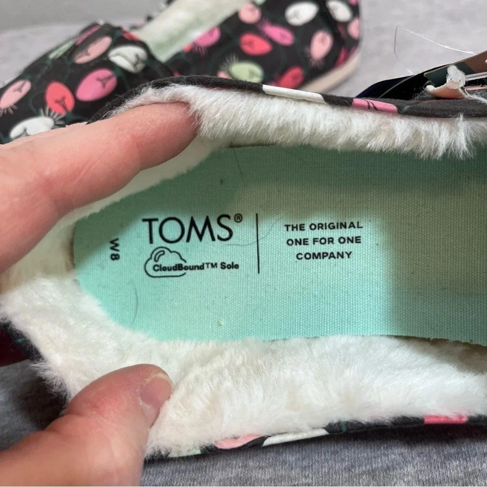 TOMS Glow-In-The-Dark Christmas Light Alpargatas Faux Fur Women’s Size 8